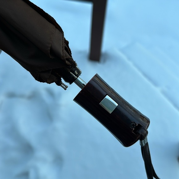 Givenchy Umbrella Spell Out All Over Logo One Touch Parasol Brown Vintage Retro - Picture 6 of 11